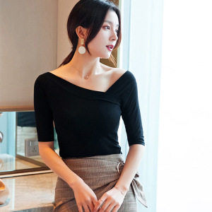 上衣女夏斜肩