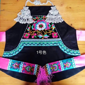 贵州少数民族服装布依族围腰电脑刺绣围裙上胶土布成品套装