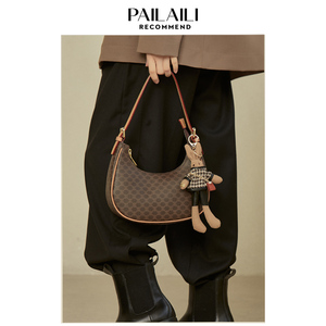 pailaili老花真皮同款法式腋下包包女2022新款单肩包法棍包