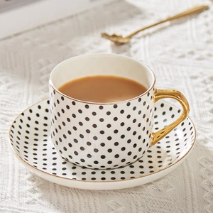 国瓷斯达高简约黑白骨瓷咖啡杯碟下午茶具陶瓷套装精致小奢华高档