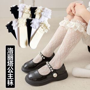 儿童配裙子的袜子春夏款儿童镂空洛丽塔袜子日系花边公主袜夏天