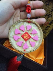 潮汕红桃粿挂饰迷你箩筐红桃粿挂件纪念品