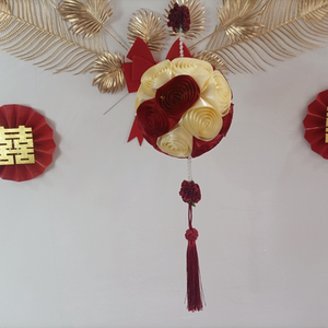 香彩旗舰店天猫香彩大红花花球开业剪裁结婚车颁奖剪彩红绸布红绣球