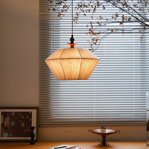 物设日式复古侘寂餐厅吊灯法式中古奶油风实木编织书房卧室灯具