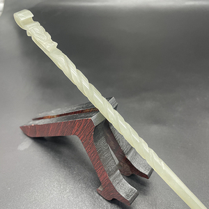 和田玉青白玉龙头发簪男士大气款玉簪子发饰发插螺旋簪子中国风簪