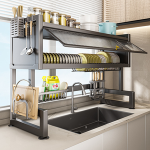 厨房水槽置物架台面洗碗槽水池防尘碗柜收纳多功能储物沥水架1366