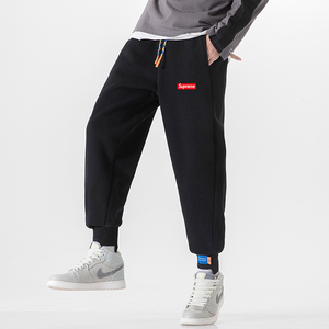 官网旗舰supreme休闲卫裤男春季潮牌简约运动裤宽松帅气束脚裤子