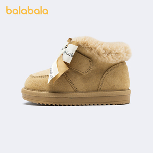 巴拉巴拉儿童雪地靴女童靴子童装冬季新款蝴蝶结大童防滑加绒棉靴