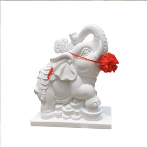 四川石雕大象酒店庭院门口吉祥如意汉白玉吸水石象一对招财摆件