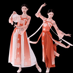 古典舞蹈身韵纱衣演出服女汉服汉唐齐胸飘带长款中国舞演出服装女