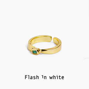 Flashinwhite 旅程 宝石镶嵌开口戒指金色莫比乌斯环情侣中性中指
