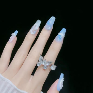 彼岸花手工指甲贴片显白石膏胶假指甲美甲成品孕妇可穿戴光疗甲