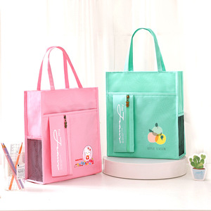 学生手提书袋儿童手拎补习袋大容量补课袋多口袋防t水印花美术书