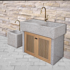 大理石水槽户外洗衣池石头一体天然石材定制带搓板阳台庭院花岗岩