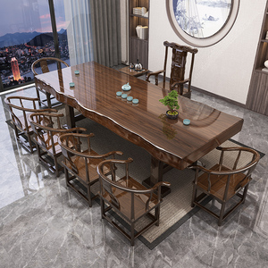 整板实木大板茶桌椅组合原木新中式办公室功夫泡茶台茶具套装一体
