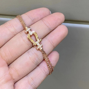 fred/弗雷德 force10马蹄扣手链大号满钻18k玫瑰金手绳