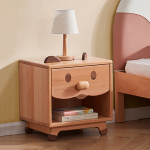 花王 实木儿童床头柜 收纳柜 卧室小型置物柜  榉木简易床边柜