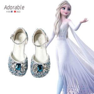 女童艾莎公主凉鞋绝美冰雪奇缘艾沙童话炸街爱沙韩范爱莎水晶鞋子