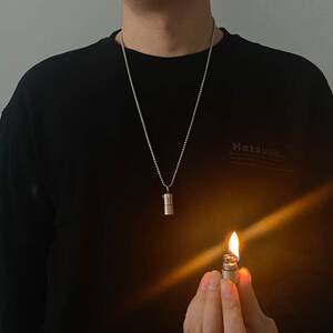 项链高街男生项链潮牌ins暗黑风简单锁骨链打火机设计感小众百搭
