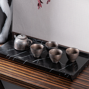 中式陶瓷茶具套装复古黑色样板房装饰会所办公室客厅茶室茶壶茶杯