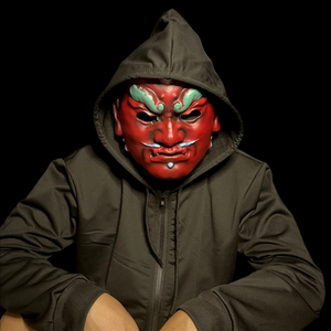 面甲天王面具全脸国潮神将日本武士恐怖天狗面罩甲胄头套树脂摆件