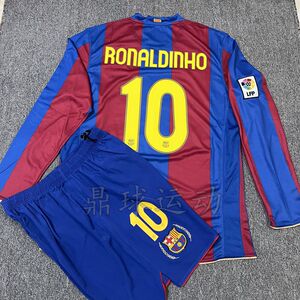 复古0708巴萨主场巴塞球衣西甲球迷10号小罗纳尔多梅西足球服定制