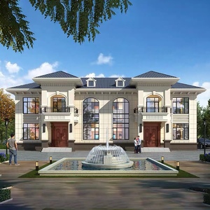 b614农村欧式兄弟两层双拼自建房设计图二层别墅图纸洋房效果图