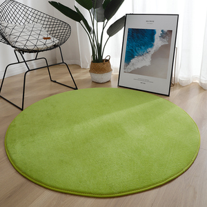 珊瑚绒绿色圆形地毯瑜伽短毛阳台休闲区地垫摇篮藤椅子垫子青绿色