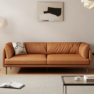 宜家家居皮沙发意式极简小户型客厅家具北欧现代三人位直排乳胶皮
