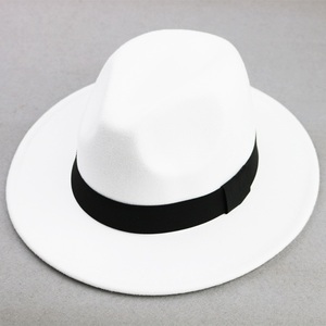 礼帽男女春秋新款呢子大檐礼帽黑色白色英伦复古绅士帽宽檐爵士帽