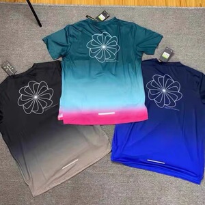 超弹反光体育生体考训练服运动田径国潮t恤太阳花短袖渐变健身衣