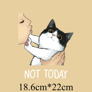 卡通女孩和猫女装烫画贴动漫 家用服装辅料热转印印花贴烫图0822