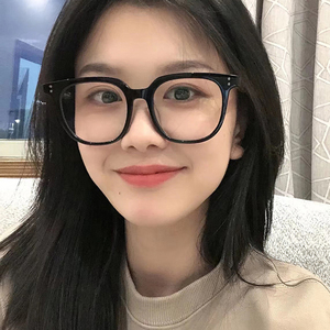 黑色方框眼镜女韩版潮大框架装饰学生防蓝光素颜神器平面镜菱形脸