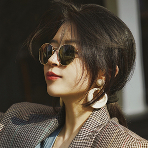 港风复古法式墨镜女夏防晒防紫外线强光圆框偏光太阳眼镜野餐潮酷