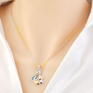 周大生项链女925纯银镀18k彩金天鹅吊坠简约银饰品送女友生日情人
