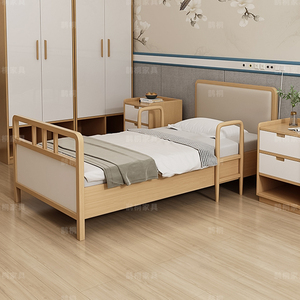 适合老人的床家用简易带护栏单人床适老化家具养老院实木床可定制