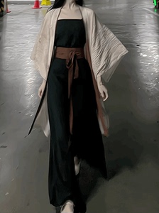新中式国风汉服女套装夏季大码宋制古装汉元素对襟长衫宋裤两件套