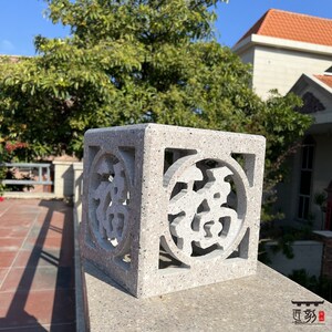 别墅草坪灯石雕灯笼花岗岩太阳能柱头灯雕塑景观整石户外中式庭院