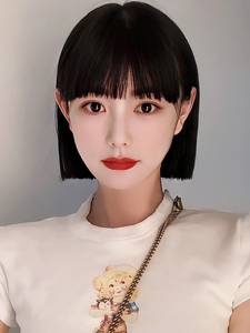 假发短发女夏漫画刘海一刀切齐耳短直发自然bobo头造型仿真全头套