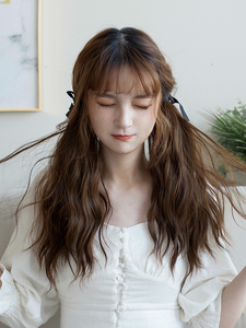 日系软妹双马尾 lolita玉米烫微卷低马尾假发卷发辫子绑带式短款