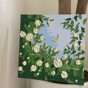 儿童填色数字油画简单款diy画油彩画小尺寸dly数字油画宫崎骏樱花