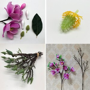 丝网花丝袜玉兰杆白色玉兰苞玉兰花芯玉兰花叶手工diy玉兰材料