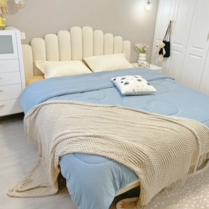 奶油风布艺双人床北欧轻奢ins网红卧室床小户型箱体床少女公主床