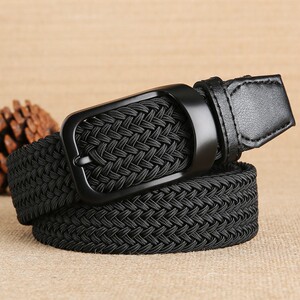 沙驰无孔免打孔男士编织腰带松紧弹力帆布皮带女韩版百搭学生裤腰