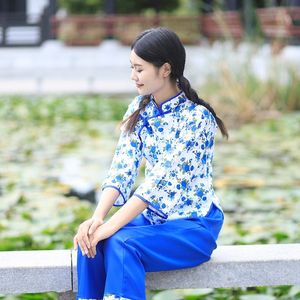 0012人付款淘宝花衣服女村姑新款网红农村花布客家采茶舞服装阿庆嫂