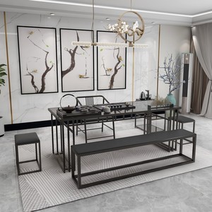 铁艺茶桌椅组合现代办公室店面泡茶桌简约禅意茶几功夫茶台新中式