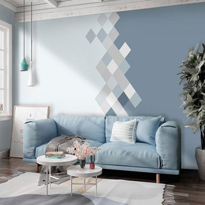 北欧莫兰迪几何拼色墙纸简约客厅电视背景墙墙布卧室沙发纯色壁纸