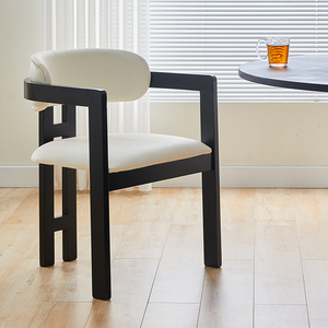 中古实木黑色餐椅北欧家用简约靠背椅子网红设计师创意复古休闲椅