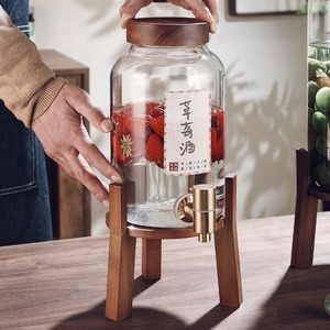 玻璃饮料果汁桶带龙头冷水桶家用大容量泡水果茶桶耐高温装水容器