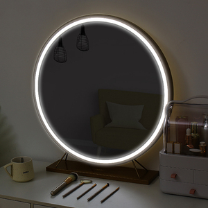 带led灯化妆镜台式桌面学生大号梳妆镜子宿舍网红拍照补光ins圆镜